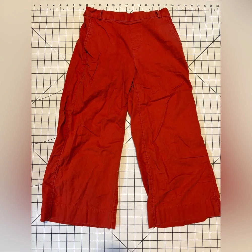 Banana Republic Women’s Size 0 Red Linen Blend‎ Rowan Wide-Leg Pants